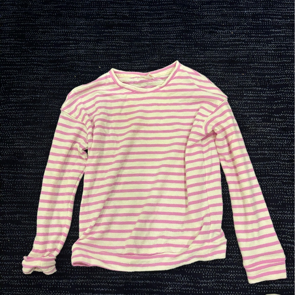 Cat & Jack Pink and White Striped Long Sleeve Tee